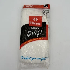 Hanes Deadstock USA Made 1997 90s tighties Mens 40 3 pack Briefs Vtg Underwear - Picture 1 of 6