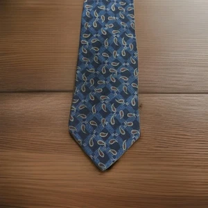 Vintage Herren Krawatte blau mit rot/weißem Paisley 3,5" breit - Bild 1 von 5