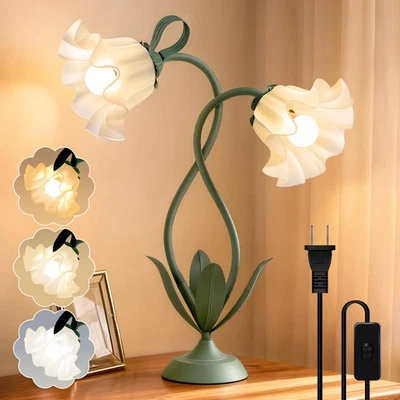 Lámpara de Escritorio Flor, Lámpara de Mesita de Noche Vintage para Dormitorio, Lectura LED Flexible... Foto 1 de 4