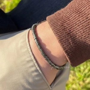 Healing Pyrite Beaded Bracelet - Minimalist Protection Gemstone Crystal Jewelry - Picture 1 of 3