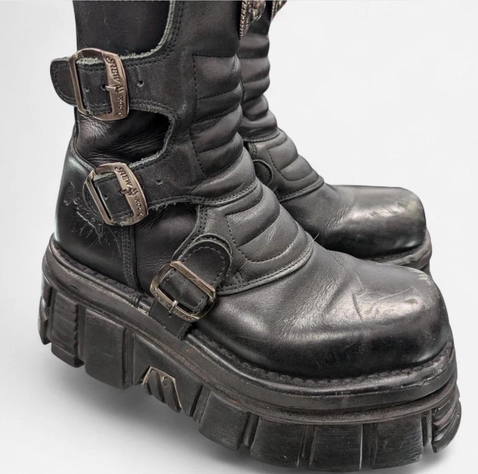 New Rock Reactor Black Leather Platform Boots Women’s Size 9 US (40 EU) - Image 1 of 4