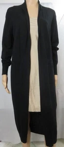 NEW John + Jenn Long Cardigan Sweater Caviar Black Cotton Size S NWT $149 - Picture 1 of 7
