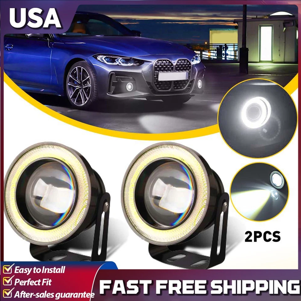 Punto de luz LED redondo de 3,5 pulgadas de conducción con lámpara azul ojos de ángel halo anillo antiniebla Foto 1 de 4