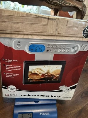 GPX Under Cabinet AM/FM Radio Clock RV Camper 7" LCD TV w/ Remote Weather Band - Image 1 of 4