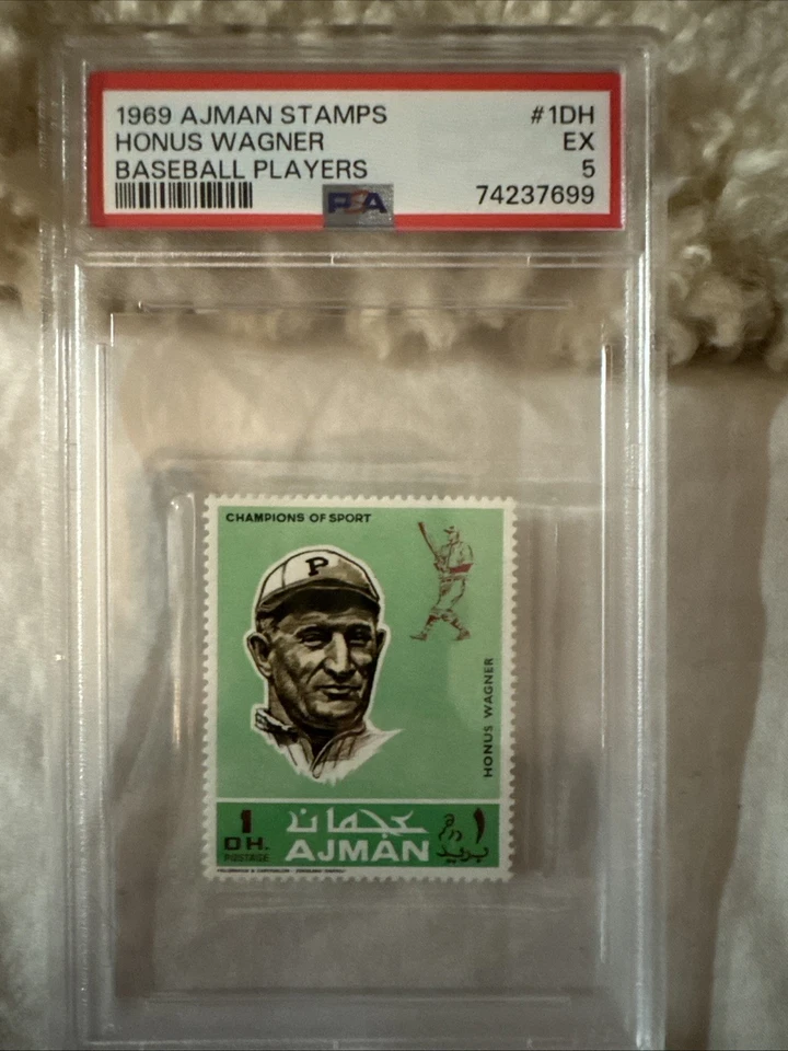 Estampilla Ajman 1969 bonificación Wagner, jugador de béisbol Foto 1 de 2