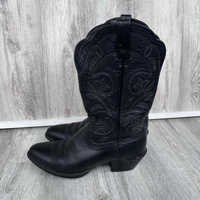 ARIAT Heritage Western R Toe Cowboy Boots Women's 7.5 Black Deertan equestrian - Image 1 of 4