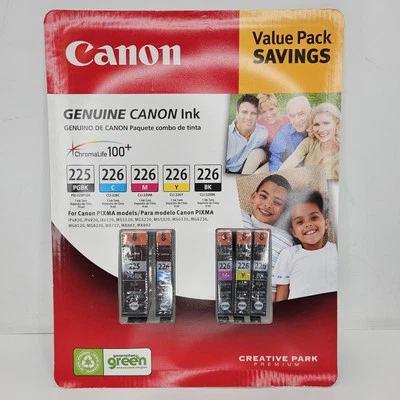 Tanques de tinta originales Canon Pixma PGI 225 negros y CLI-226 C/M/Y/K paquete económico NUEVO Foto 1 de 4
