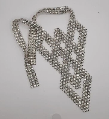 Collar aplique vintage de cristal Art Deco con diamantes de imitación escote de 14" Foto 1 de 4