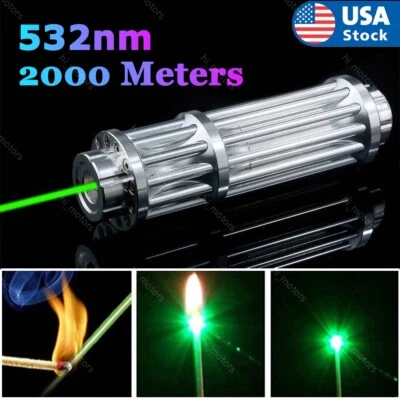 LED-SUPERSTORE68 2000 meter 532nm Green Laser Pointer Pen Visible Beam Light Zoom Focus Lazer USA