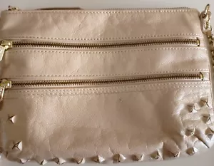 Elliott Lucca 100% Pink Leather Crossbody Purse Y2K Boho Studded - Picture 1 of 9
