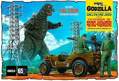 MPC 1:25 KIT AUTO GODZILLA PLANETARY DEFENCE VEHICLE WILLYS MB JEEP MPC882-12 - Immagine 1 di 2