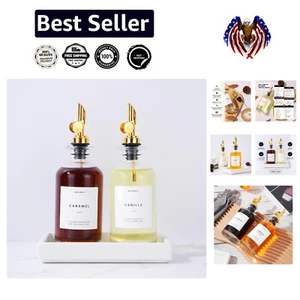 Versatile Glass Bottle Dispenser Set with Weighted Pourers for Kitchen Elegance - Picture 1 of 11