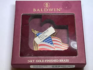 United States Flag Christmas Ornament Baldwin 50 Star Flag Brass - Picture 1 of 4
