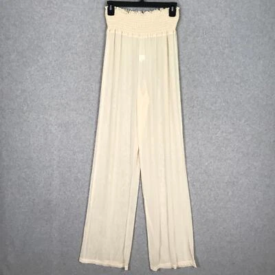 Cover Up Pants Womens XL Cream Mesh Sheer Wide Leg Flowy Coastal Cruise Resort  - Imagem 1 de 4