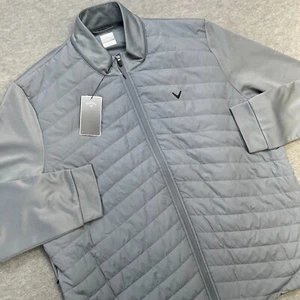Callaway Golf Jacket Mens 2XL Gray Quilted Puffer Hybrid Fleece Travel UPF 50 - Picture 1 of 10