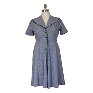 Vintage 1950s Plus Size Gingham Dress | 1950s Vintage Plus Size Gingham Dress - Picture 1 of 8