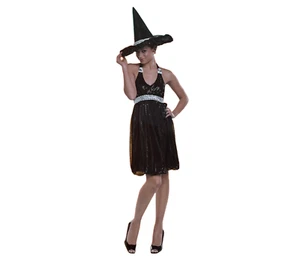 Women's Halloween Glitz Witch Costume with Dress and Hat - Size Medium - Picture 1 of 4