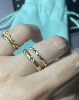 Tiffany & Co Paloma Picasso Hammered 18k Rose Gold 750 2mm Diamond Band Ring 4.3 - Image 1 of 4