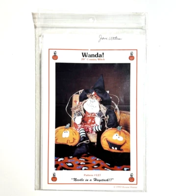 Needle In A Haystack pattern #127 Wanda! 20" country witch Halloween doll - Image 1 of 4