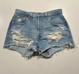 Pantalones Cortos de Jean LEVI’S 501 Botón Mosca Denim Corte 100% Algodón Talla 28 - Imagen 1 de 6