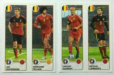 2 EURO 2016 PANINI SOCCER STICKERS. BELGIUM #488a 488b, #487a 487b - Image 1 of 2
