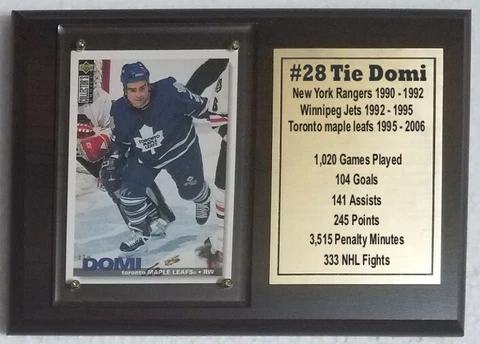 Toronto Maple Leafs Tie Domi Hockey Card Plaque Cover