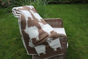 Wolldecke Wohndecke Plaid 130x200cm Decke (51x79 in) weiß/grau, Öko-Wolle - Bild 1 von 12