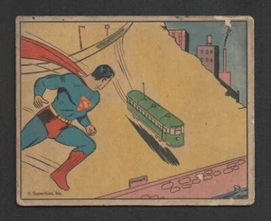 c1940 R145 Gum Inc Superman Trading Card - #65 Runaway Trolley Car - High Number - Picture 1 of 2