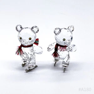 2er Set Vintage Swarovski Kristall Figuren Bär auf Schlittschuhen - 4cm - Bild 1 von 9