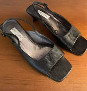 BRUNO MAGLI Women’s Black Leather Slingback Heels Shoes 7 FIXER, READ - Picture 1 of 9