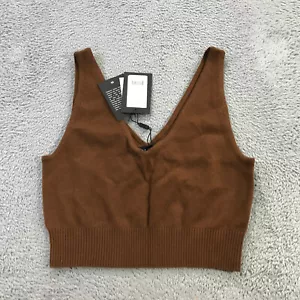 New Naadam Top Womens Medium Cashmere Cropped Tank Top Brown Casual - Picture 1 of 9