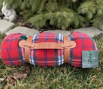 Charles Gallen Sherpa Alpine Chalet Blanket Throw 50x60” Red Plaid Ireland New - Image 1 of 4