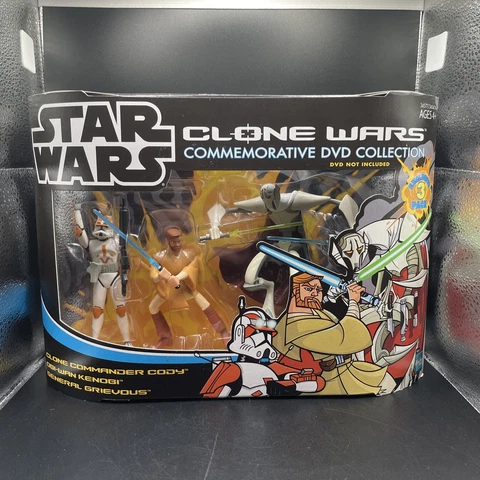 Star Wars Cartoon Network CLONE WARS 3 PACK Cody Obi-Wan Grievous 2005 ~RARE Cover