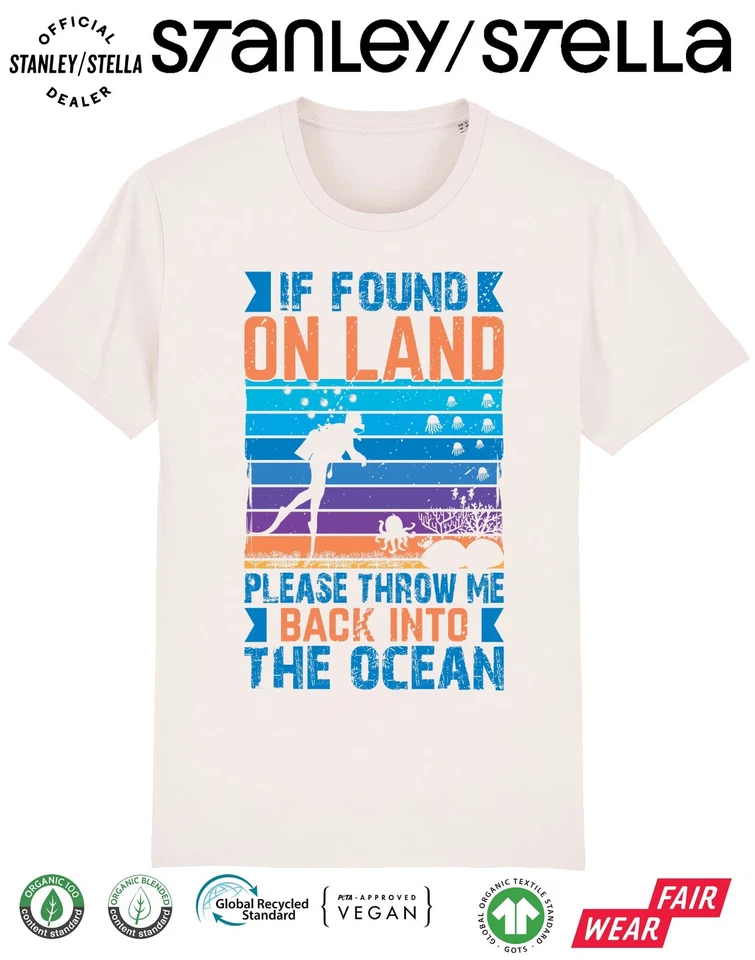 BUZZ SHIRTS Camiseta de buceo para hombre si se encuentra en tierra tirar hacia atrás en el océano divertido regalo de buceo