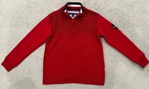 Tommy Hilfiger Youth Boys Red Quarter Zip Pullover Sweater Size M 12-14 - Picture 1 of 4