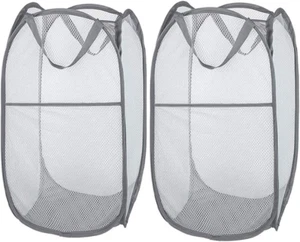 2 Pack Popup Mesh Laundry Baskets, Collapsible and Portable Clothes Washing Laun - Picture 1 of 12