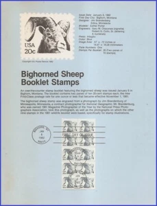 USA2 #1949a U/A SOUVENIR PAGE FDC BKLT10 Bighorn Sheep - Picture 1 of 1
