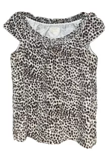 Kate Spade Leopard Print Silk Cap Sleeve Braided Woven Blouse Tank Top Size L - Picture 1 of 4