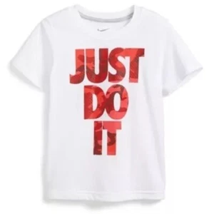 Nike Just Do It Toddler Kids Red Camo Graphic Cotton Tee Shirt White 6 - Picture 1 of 4