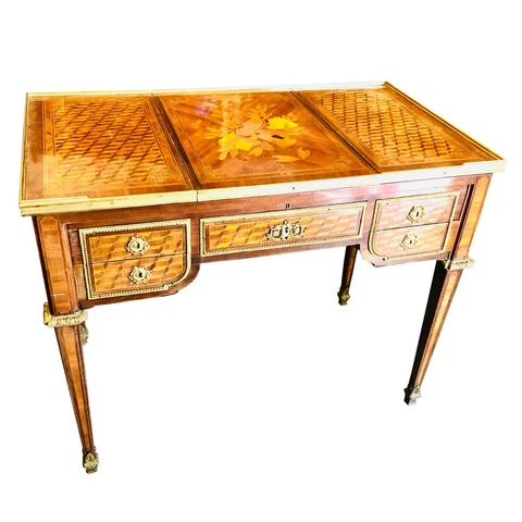 19th Century French Louis XVI Style Inlaid Kingwood Desk Cover