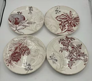 Set di 4 ~ Piatti per insalata fatti a mano Williams Sonoma ""Winter Toile"" 8,5" #2011 - Foto 1 di 6