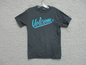 Volcom Shirt Small Adult Dark Gray Blue Casual Spell Out Logo Cotton Mens S - Picture 1 of 8