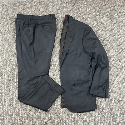 Isaia Napoli Mens Wool 2B Suit Gray Herringbone Size 40R - Image 1 of 4