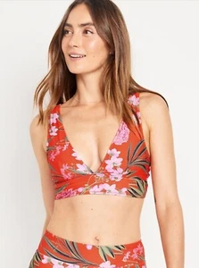 Top de natación bikini vintage azul marino para mujer con cuello en V largo rojo floral talla XS $27 - Imagen 1 de 1