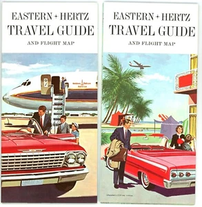 Vintage 1962 In Flight Route Map – Eastern Airlines & Hertz - Bild 1 von 4