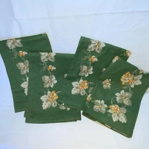 4 Williams Sonoma Cotton Napkins Green Floral 14x20” Moldova Preowned Unused - Picture 1 of 6