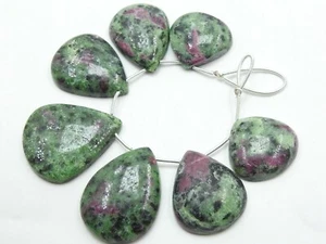 Ruby Zoisite Smooth Fancy Pear Shape Cabochon Briolette/7Pieces 35X30 TO 23X24MM - Picture 1 of 5