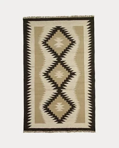 5×8 Ft Gray Navajo Wool Kilim Rug Native American Style Southwest Aztec Area Rug - Picture 1 of 5