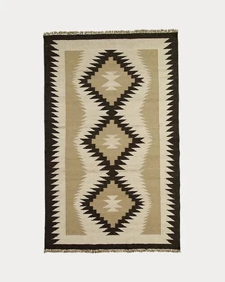 5×8 Ft Gray Navajo Wool Kilim Rug Native American Style Southwest Aztec Area Rug - Image 1 of 4