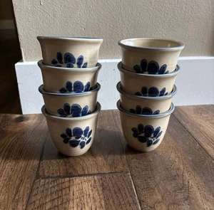 8 Pfaltzgraff Stoneware USA Folk Art 4oz Custard Cups Bowl Castle Mark More Aval - Picture 1 of 3